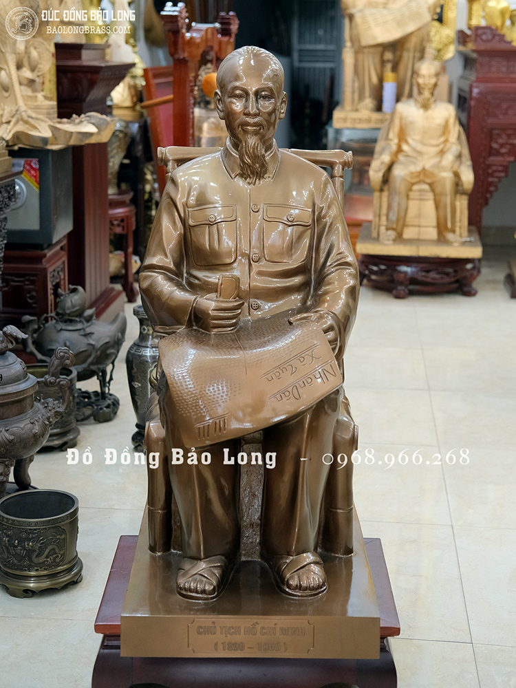 Tượng đồng Bác Hồ ngồi ghế ngai cao 42cm