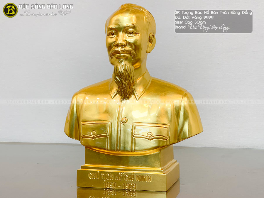 tượng Bác Hồ bán thân Dát vàng cao 30cm