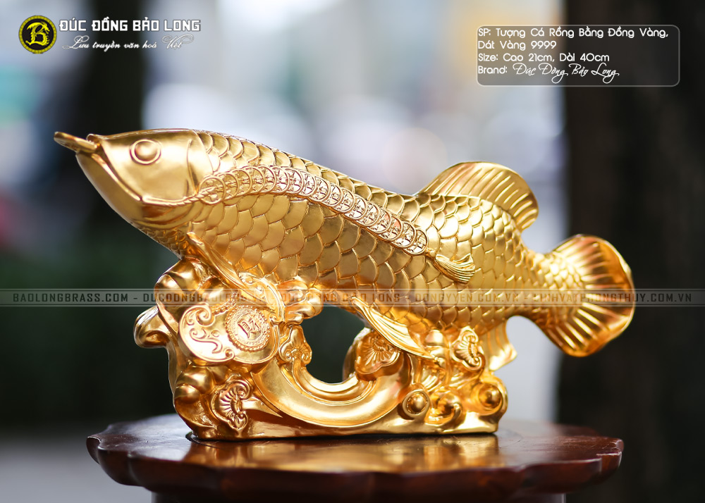 tượng Cá Rồng bằng đồng vàng Dát vàng
