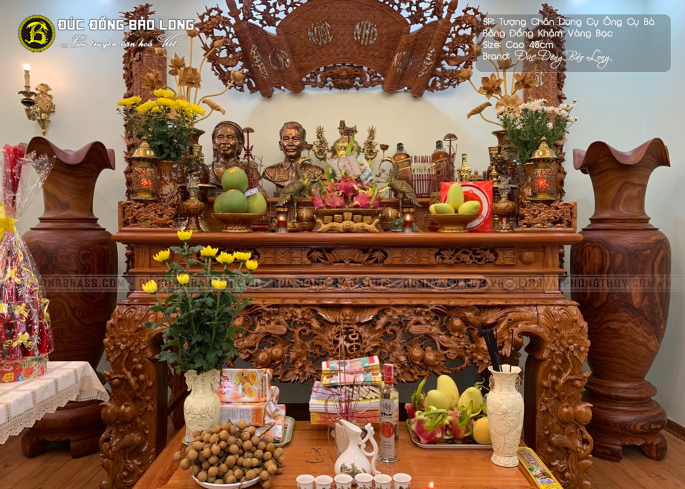 duc tuong chan dung cu ong cu ba cao 48cm kham vang bac 11