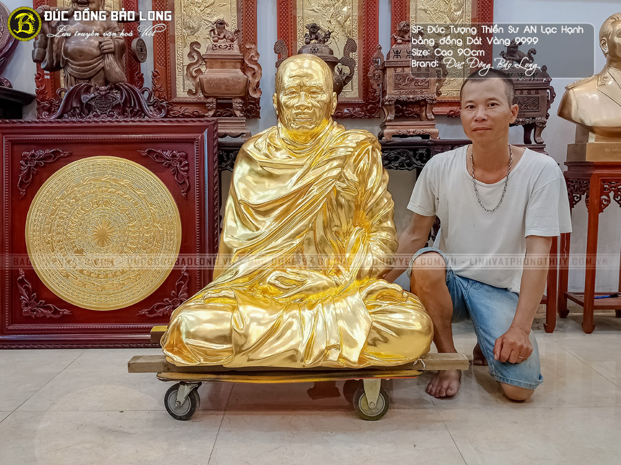 tượng Thiền Sư An Lạc Hạnh bằng đồng Dát vàng