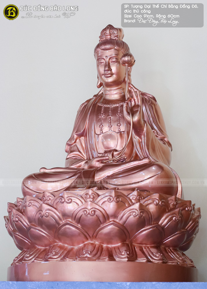 Tượng Phật Đại Thế Chí Bằng Đồng Đỏ Cao 91cm