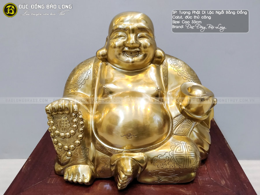 tượng Phật Di Lặc ngồi 33cm bằng đồng Catut