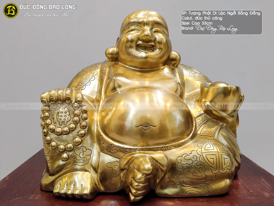 tượng Phật Di Lặc ngồi 33cm bằng đồng Catut