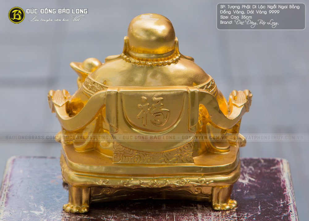 tượng Phật Di Lặc Ngồi Ngai 35cm Dát Vàng 9999