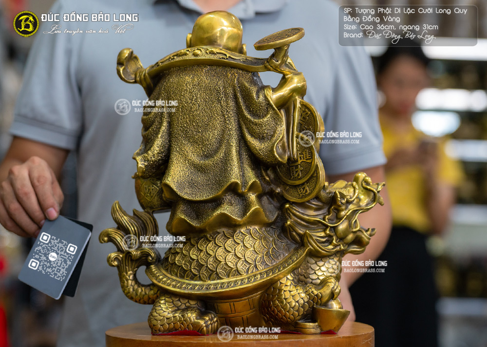 Tượng Phật Di Lặc Cưỡi Long Quy Bằng Đồng Cao 36cm - TDL212 5