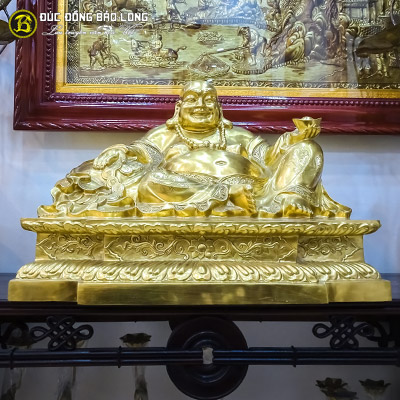 Tượng Phật Di Lặc Ngồi Bệ Vuông Bằng Đồng Catut Cao 48cm - TDL012