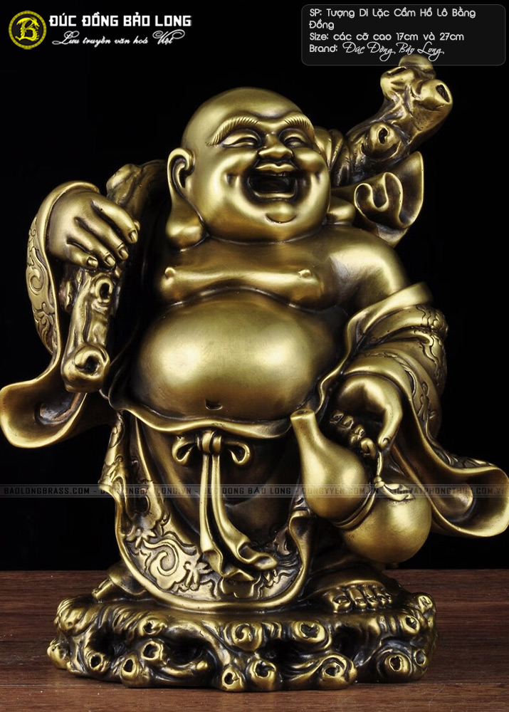 Tượng Phật Di Lặc Cầm Hồ Lô Bằng Đồng