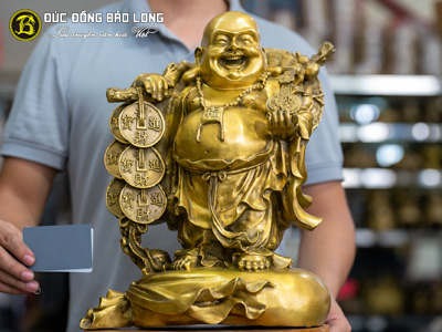 Tượng Phật Di Lặc Gánh Tiền Bằng Đồng