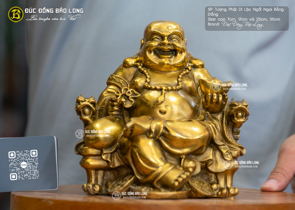 tượng Phật Di Lặc ngồi ngai bằng đồng