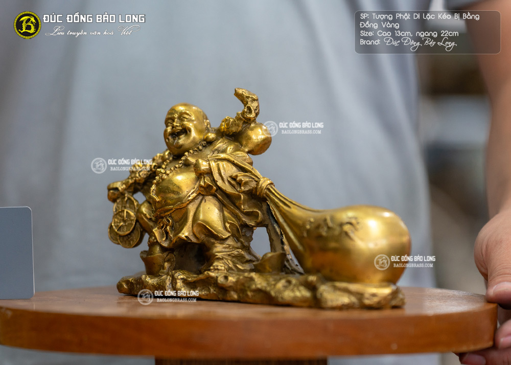 Tượng Phật Di Lặc Kéo Bị Bằng Đồng Cao 13cm