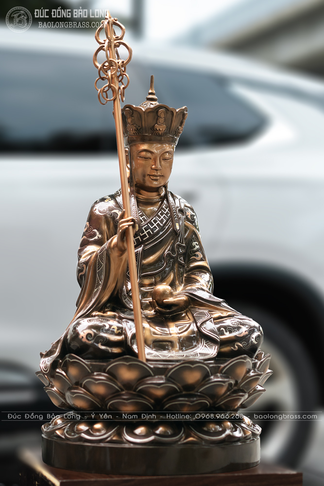 Tượng Địa Tạng Bằng Đồng Cao 69cm Khảm Tam Khí 7 tượng Địa Tạng bằng đồng cao 69cm khảm tam khí