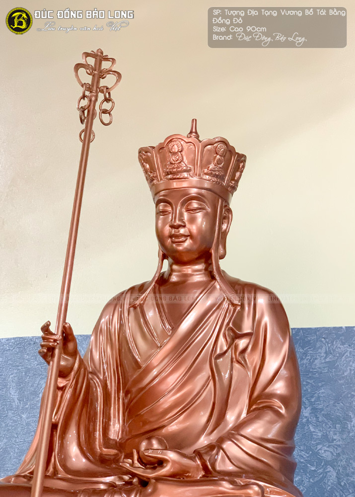tượng địa tạng vương bồ Tát bằng đồng đỏ cao 90cm