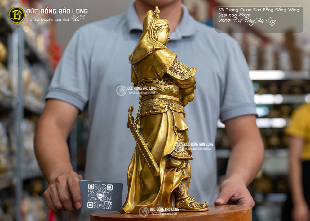 Tượng Quan Thánh Đế Quân, Châu Xương, Quan Bình bằng đồng cao 39cm