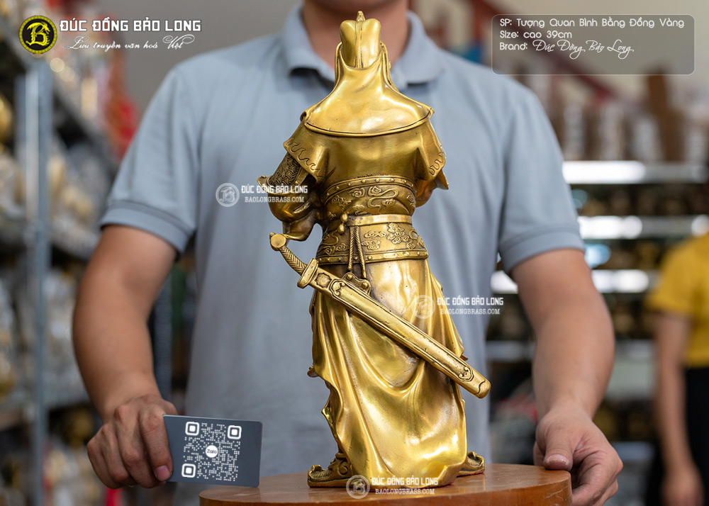 Tượng Quan Thánh Đế Quân, Châu Xương, Quan Bình bằng đồng cao 39cm