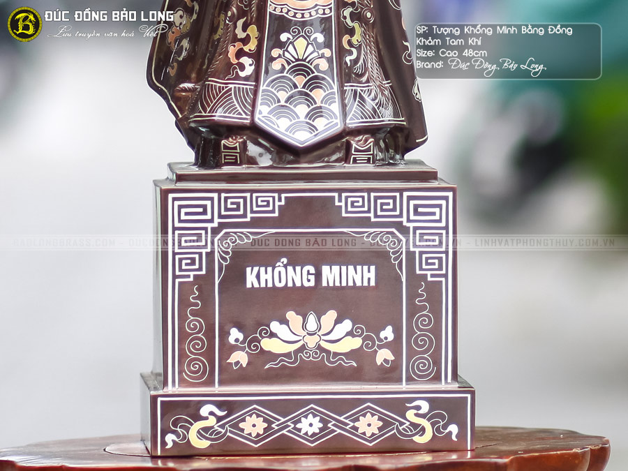 tượng khổng minh bằng đồng khảm tam khí