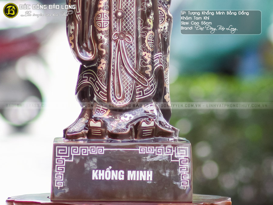 tượng Khổng Minh bằng đồng khảm Tam khí