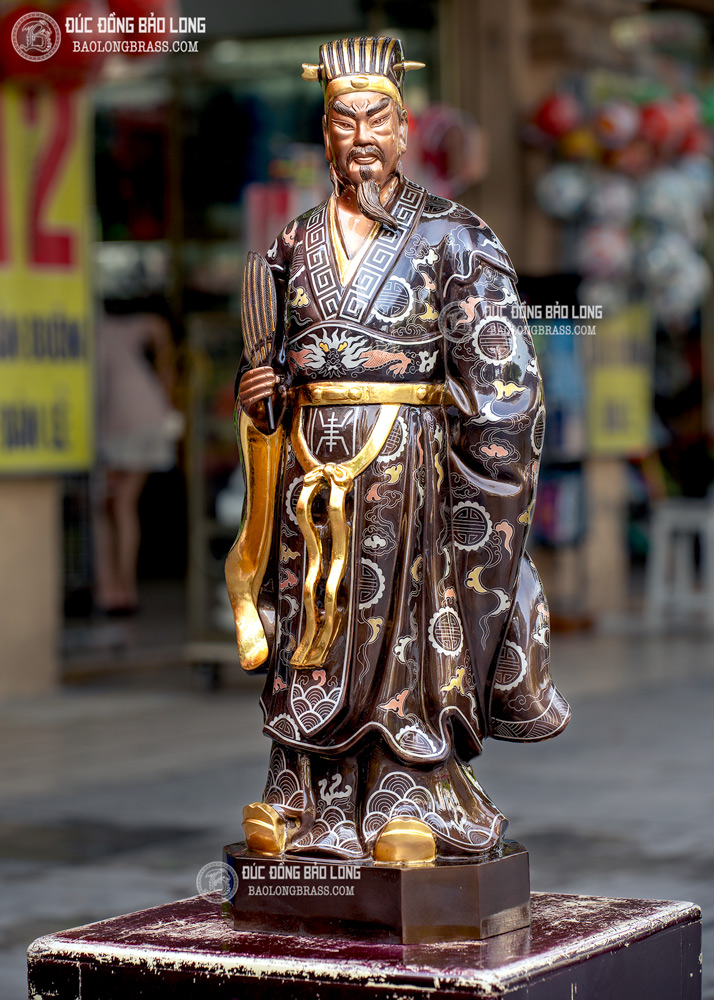 tượng Khổng Minh bằng đồng khảm Ngũ sắc Dát vàng