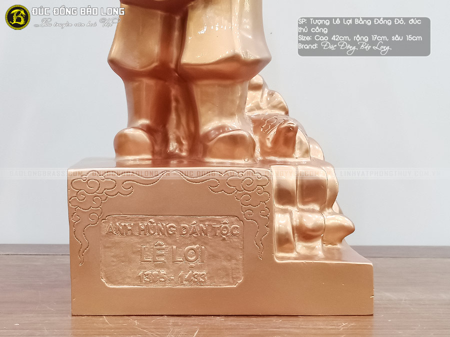 tượng vua lê lợi bằng đồng đỏ đúc thủ công cao 42cm
