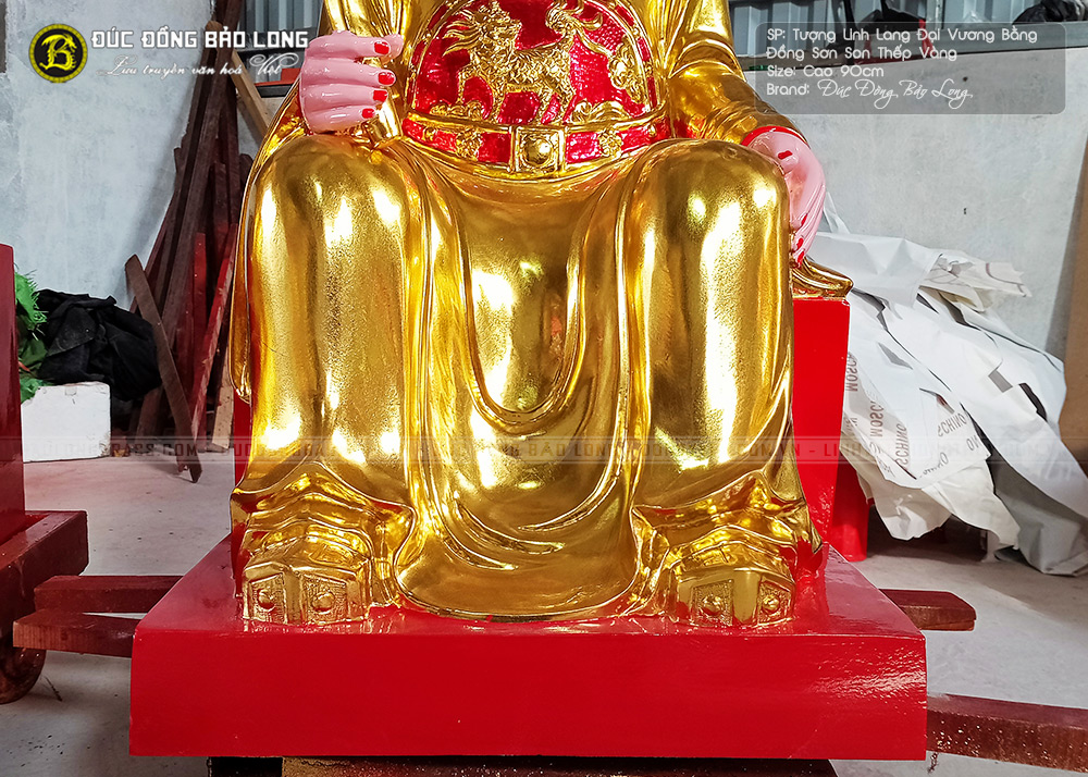 tượng linh lang đại vương bằng đồng đỏ sơn son thếp vàng 90cm