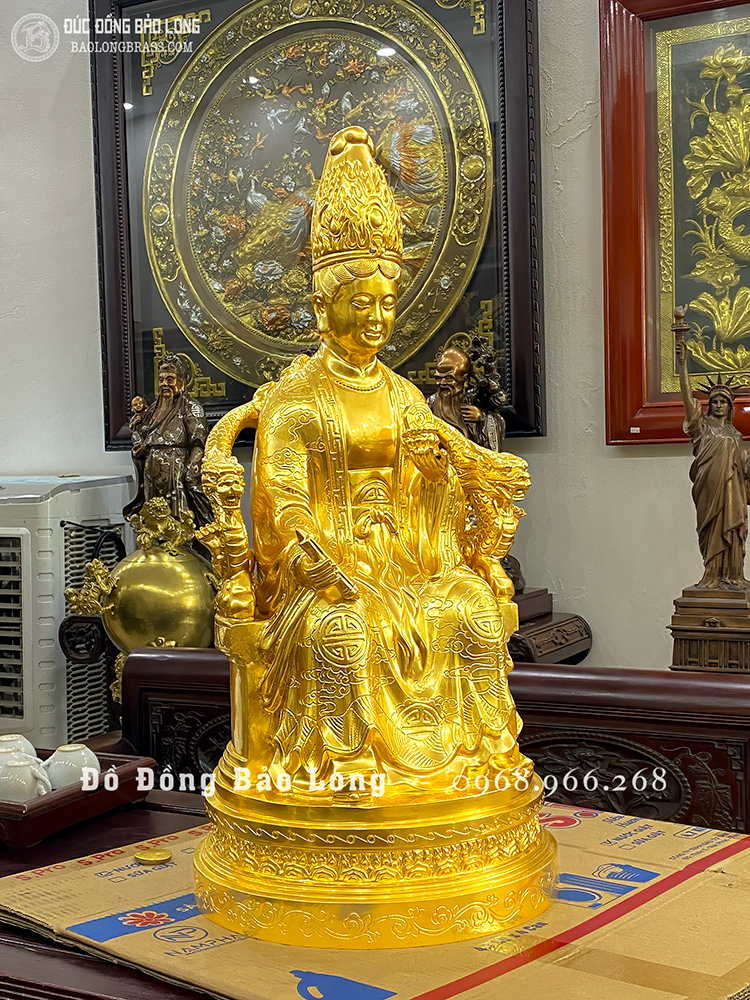 Tượng Đồng Mẫu Cửu Trùng Thiên Dát Vàng 24K Cao 69Cm