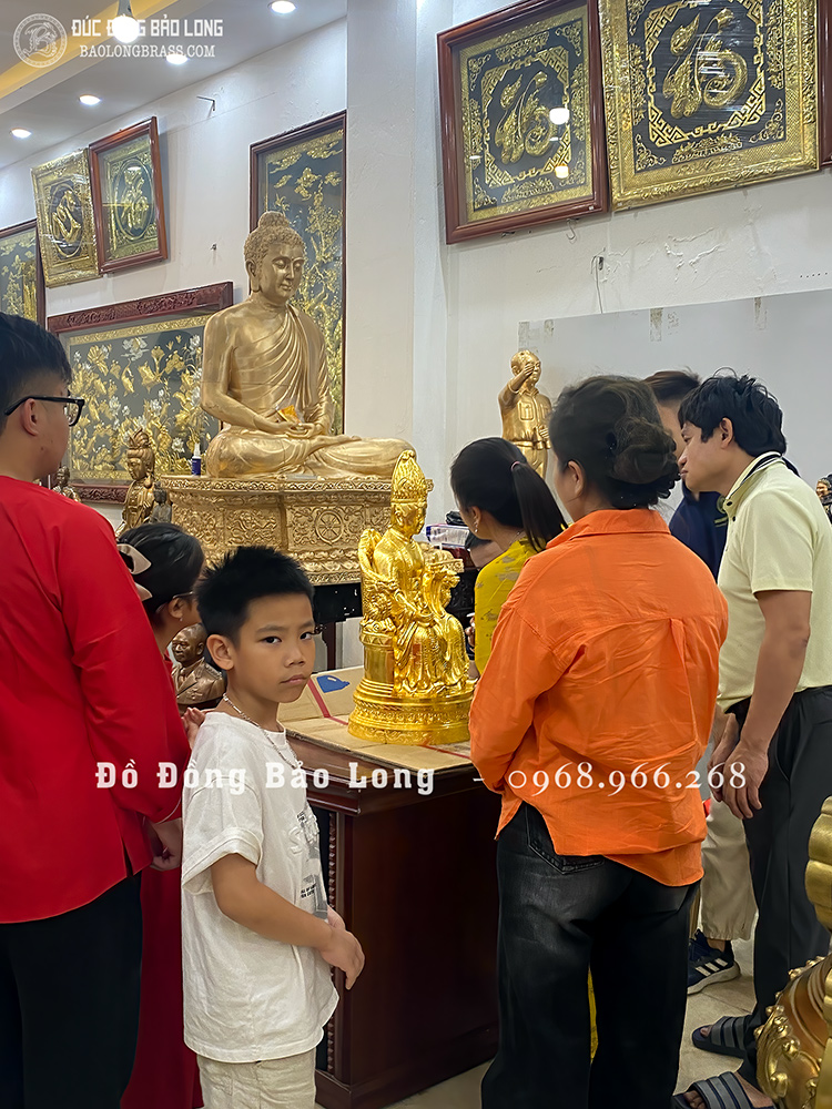 Tượng Đồng Mẫu Cửu Trùng Thiên Dát Vàng 24K Cao 69Cm