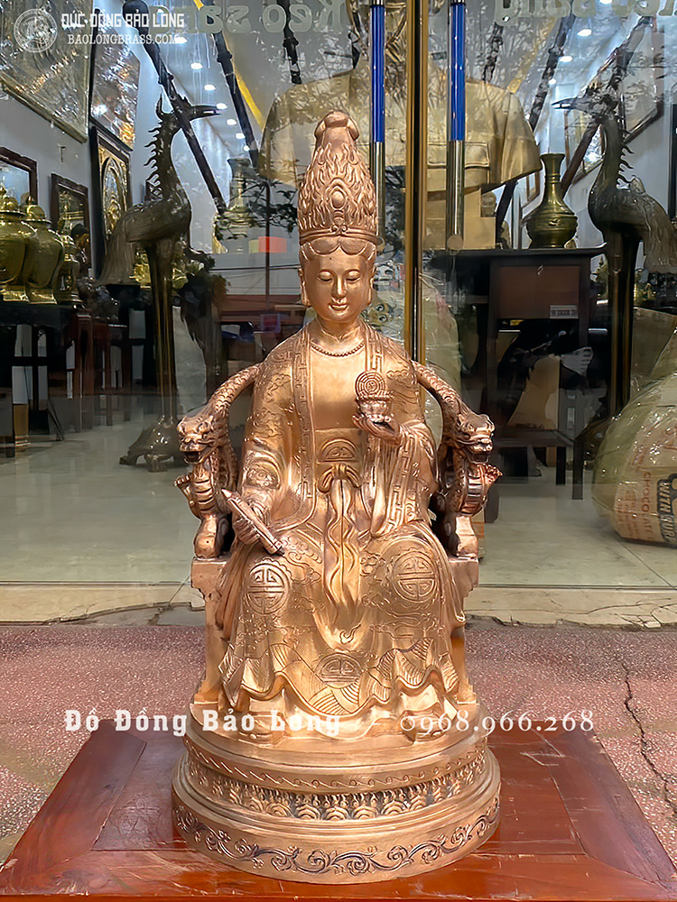Tượng Đồng Mẫu Cửu Trùng Thiên Dát Vàng 24K Cao 69Cm