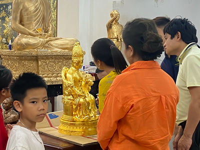 Tượng Mẫu Cửu Trùng Thiên Bằng Đồng Đỏ Dát Vàng 9999 Cao 69Cm