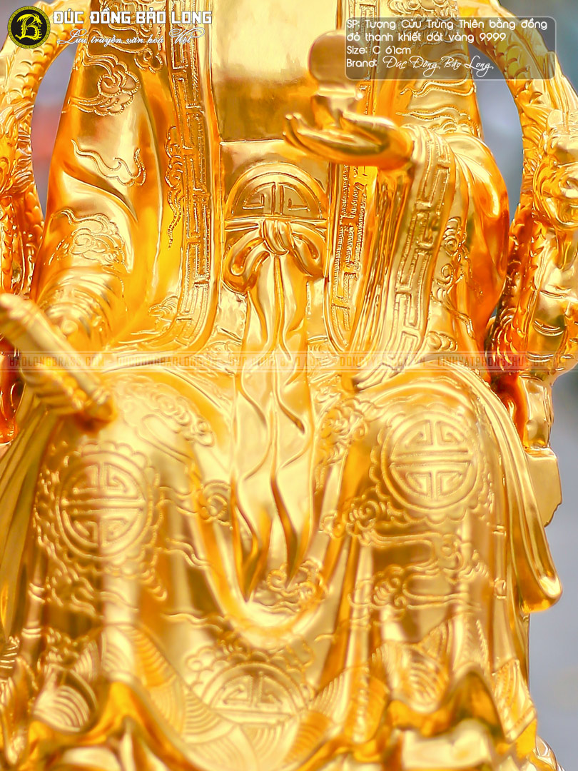 Tượng Mẫu Cửu Trùng Thiên Bằng Đồng Đỏ 61cm Dát Vàng 9999
