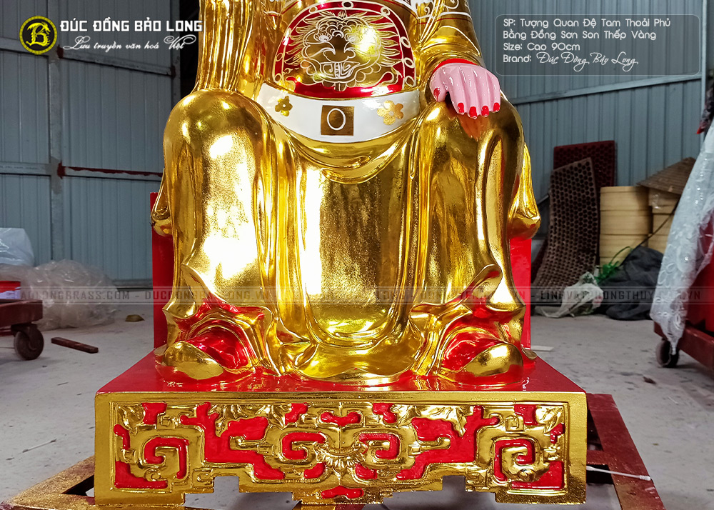 tượng quan đệ tam thoải phủ cao 90cm bằng đồng sơn son thếp vàng