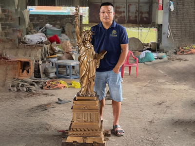 Tượng Nữ Thần Tự Do Bằng Đồng Đỏ Cao 1m55 Đúc Thủ Công Tinh Xảo