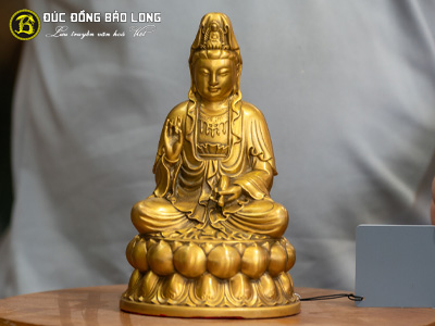 Tượng Phật Bà Quan Âm Bằng Đồng Cao 15cm Để Xe Ô Tô Đẹp