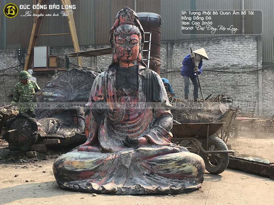 Tượng Phật Bà Quan Âm Bằng Đồng Đỏ Cao 2m36