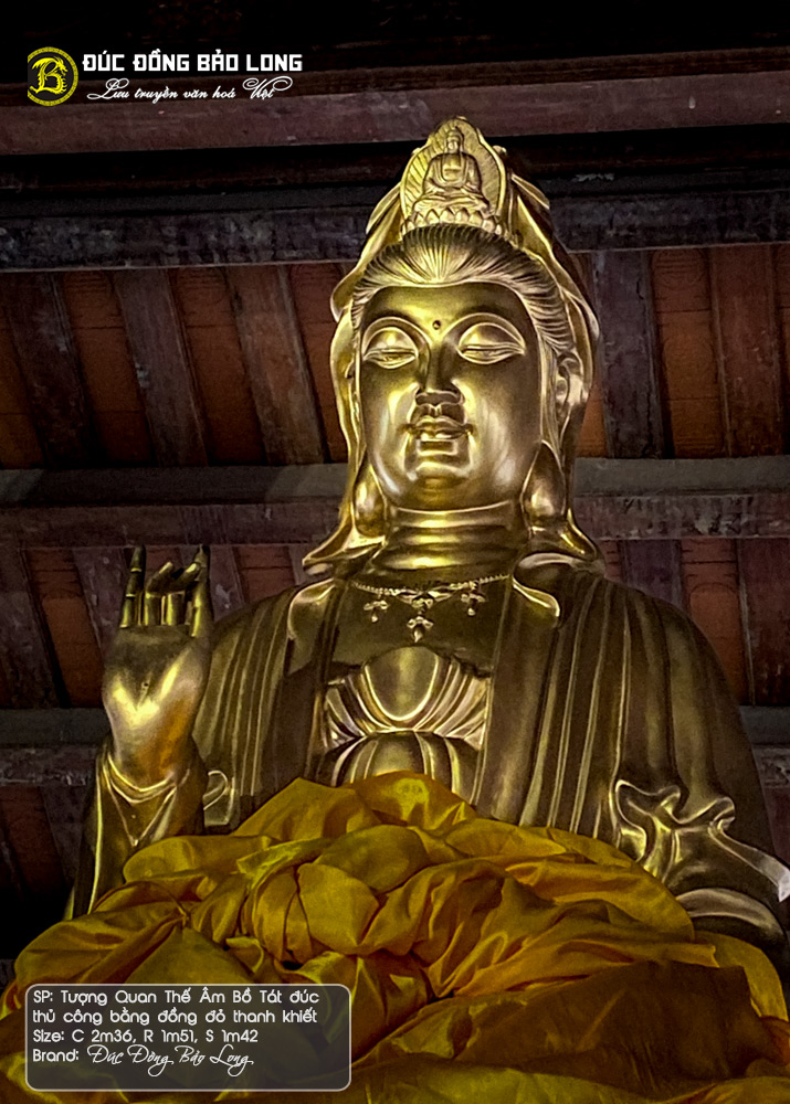 Tượng Phật Quan Âm Bằng Đồng Đỏ Cao 2m36