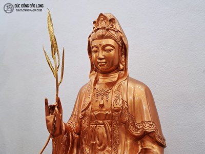 Tượng Phật Quan Thế Âm Bồ Tát Bằng Đồng Đỏ Cao 48cm Đẹp