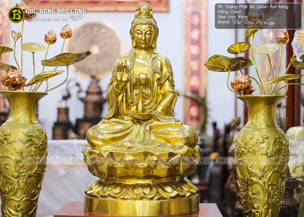 tượng Phật Quan Âm bằng đồng catut cao 81cm
