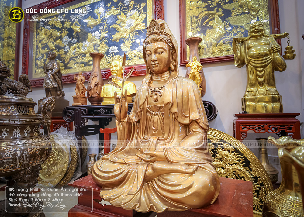 tượng Phật Bà Quan Âm ngồi đài sen 81cm
