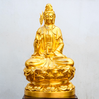 Tượng Quan Thế Âm Bồ Tát Bằng Đồng Dát Vàng 9999 Cao 61Cm