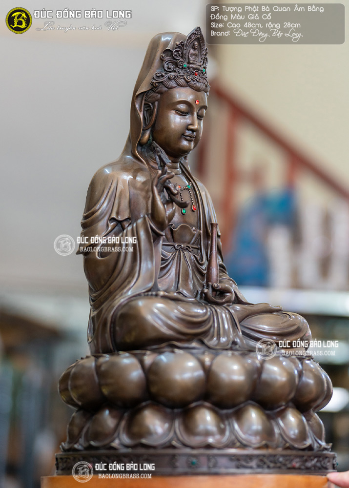 tượng Phật Bà quan Âm 48cm bằng đồng