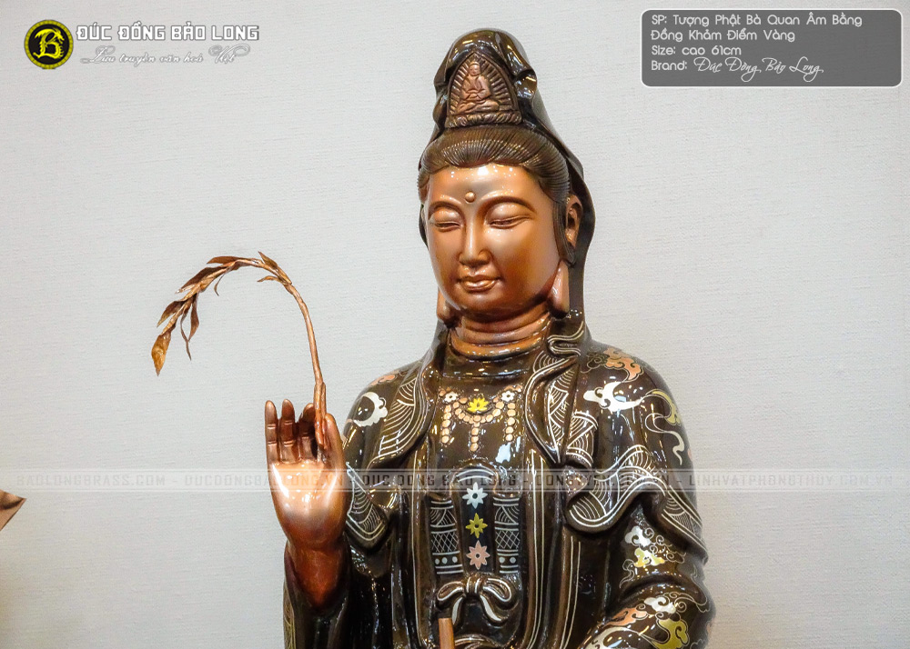 tuong phat ba quan am bang dong cao 61cm kham diem vang 9