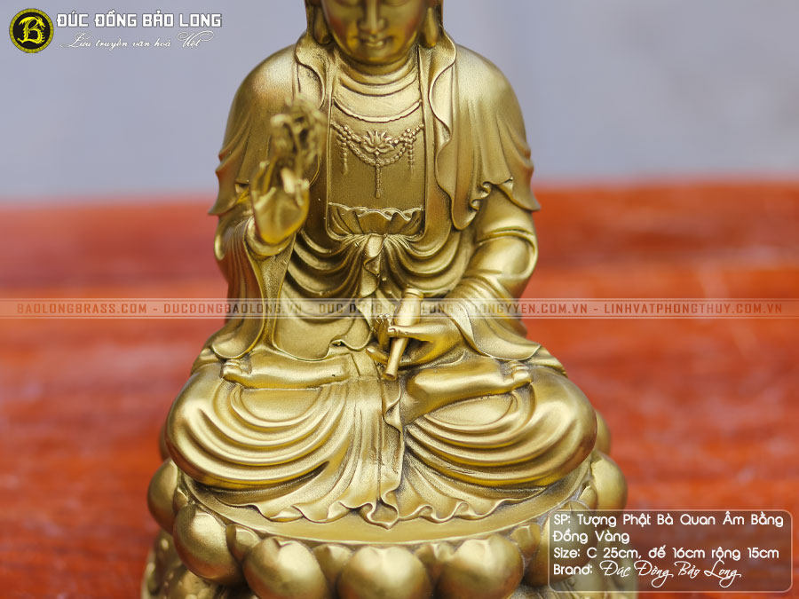 Tượng Phật Bà Quan Âm Bằng Đồng Vàng Cao 25cm 5 tượng Phật Bà Quan Âm bằng đồng vàng cao 25cm