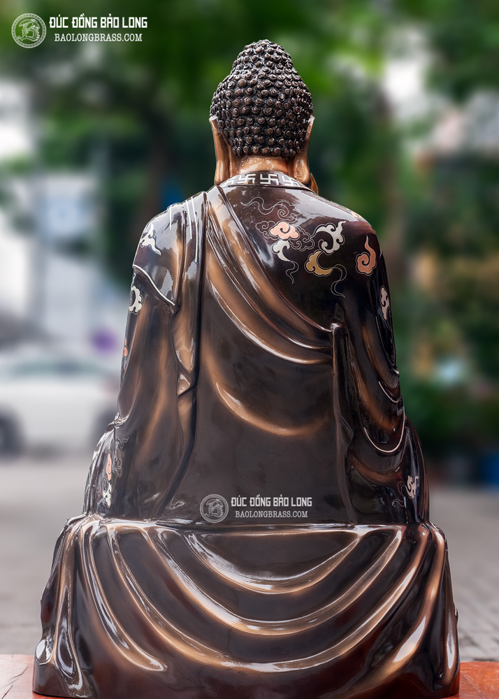 tượng Phật Dược Sư bằng đồng khảm tam khí cao 61cm