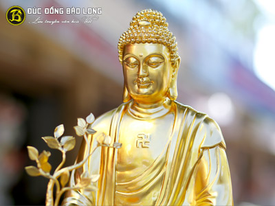 Tượng Phật Dược Sư Bằng Đồng Cao 48cm Dát Vàng 9999