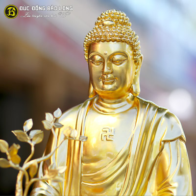 Tượng Phật Dược Sư Bằng Đồng Vàng Cao 48cm Dát Vàng 9999