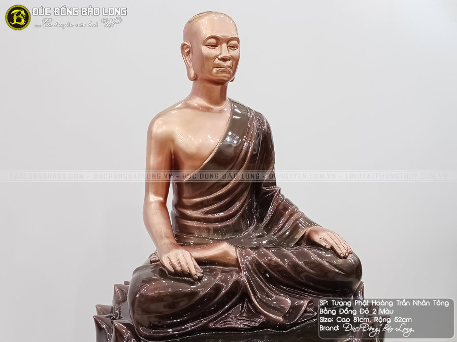 tượng Phật Hoàng đúc bằng đồng đỏ 81cm