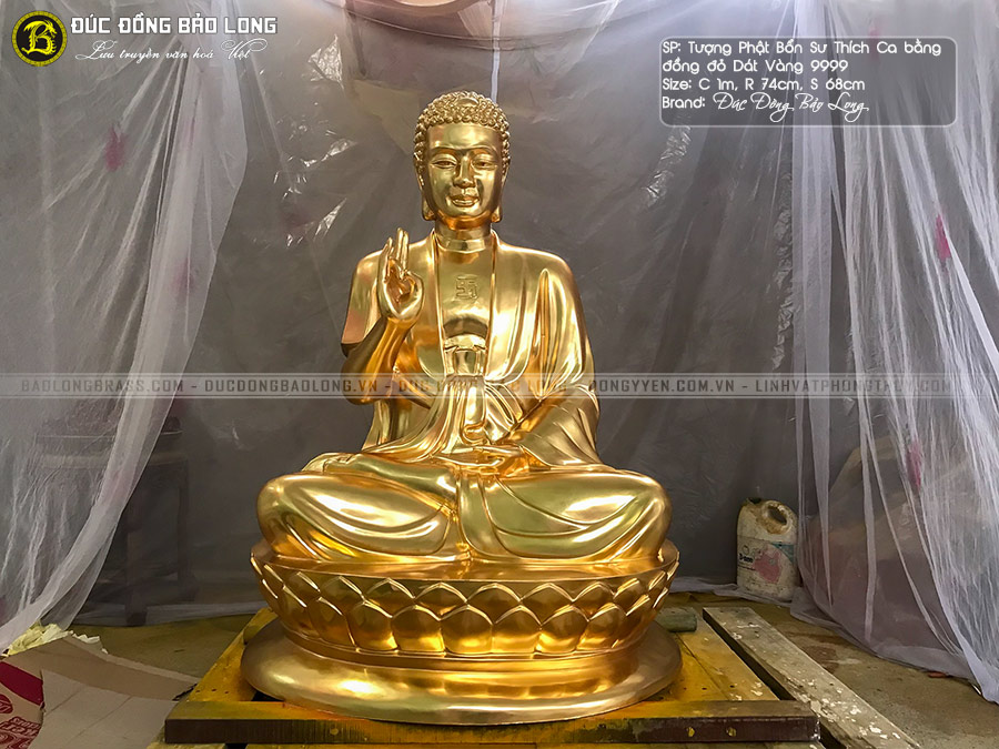 tượng Phật Thích Ca bằng đồng đỏ Dát vàng