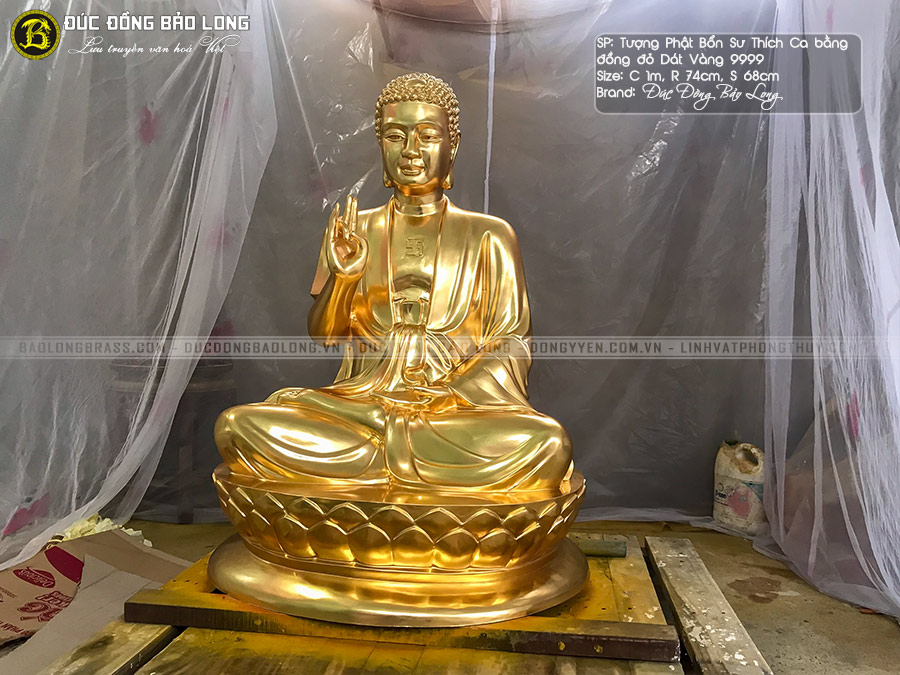 tượng Phật Thích Ca bằng đồng đỏ Dát vàng