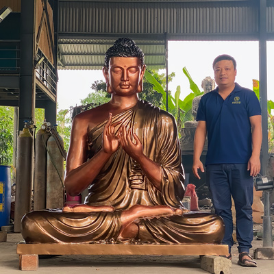 Tượng Phật Thích Ca Chuyển Pháp Luân Bằng Đồng Cao 1m7