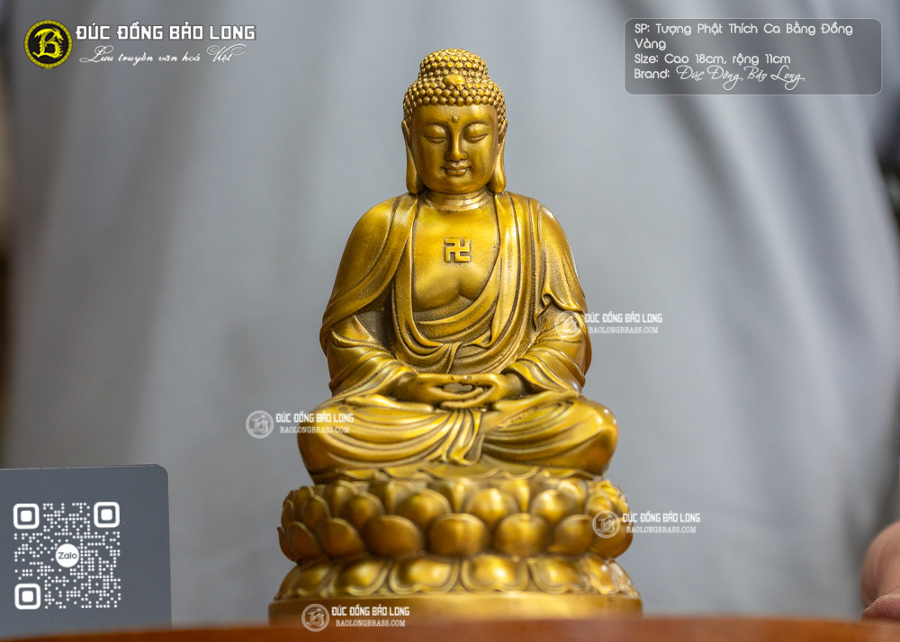 Tượng Đức Phật Thích Ca Bằng Đồng Cao 18cm