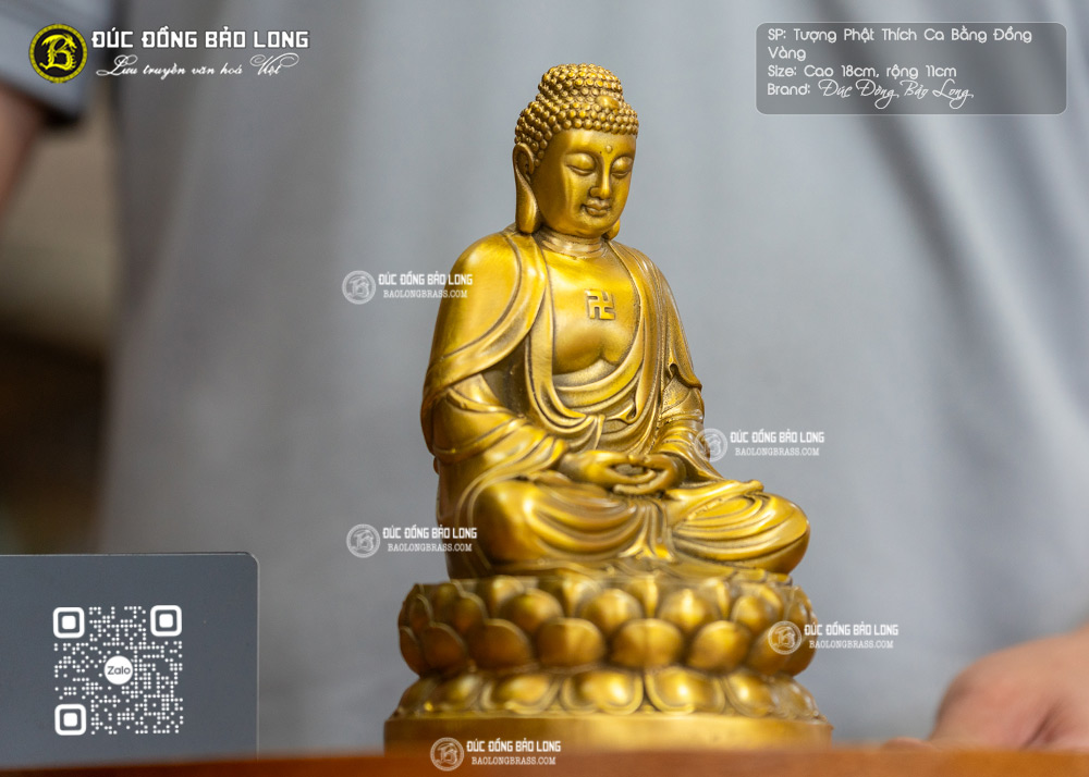 tượng Đức Phật Thích Ca bằng đồng cao 18cm